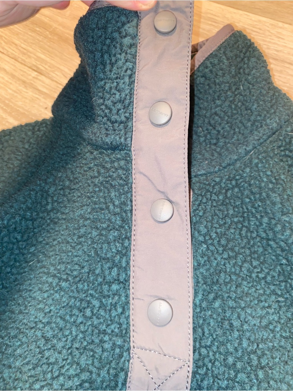 Carhartt Women’s Relaxed Fit Snap Pullover Sherpa Jacket M Green/Gray Pockets - Picture 5 of 5